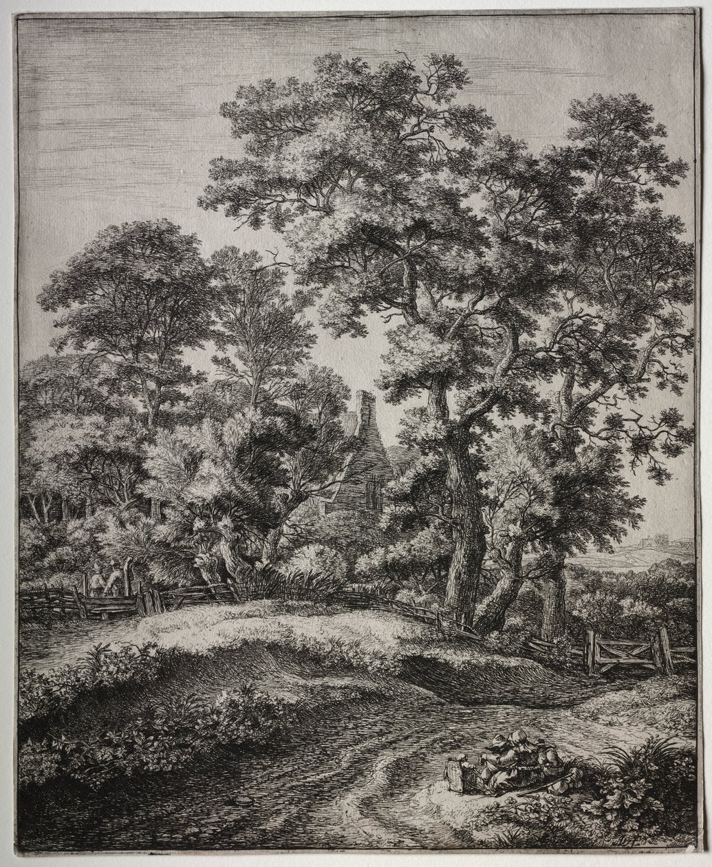 Six Large Upright Landscapes: A Mother and Three Children at Rest by Anthonie Waterloo