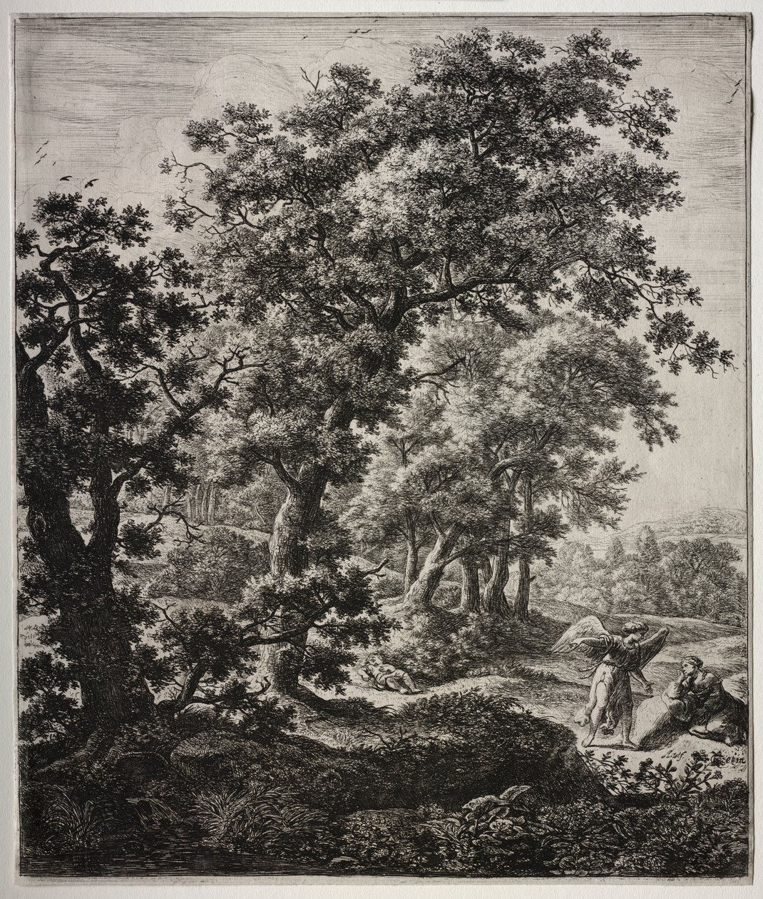 Six Large Upright Landscapes with Scenes from the Old Testament: Hagar Comforted by the Angel by Anthonie Waterloo
