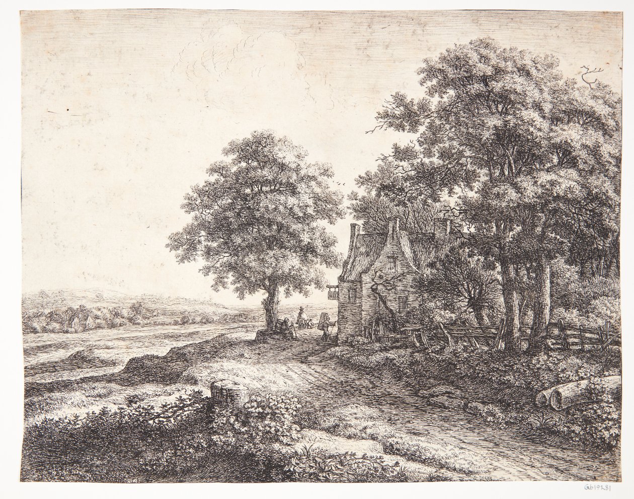 Large Linden Tree in Front of an Inn by Anthonie Waterloo