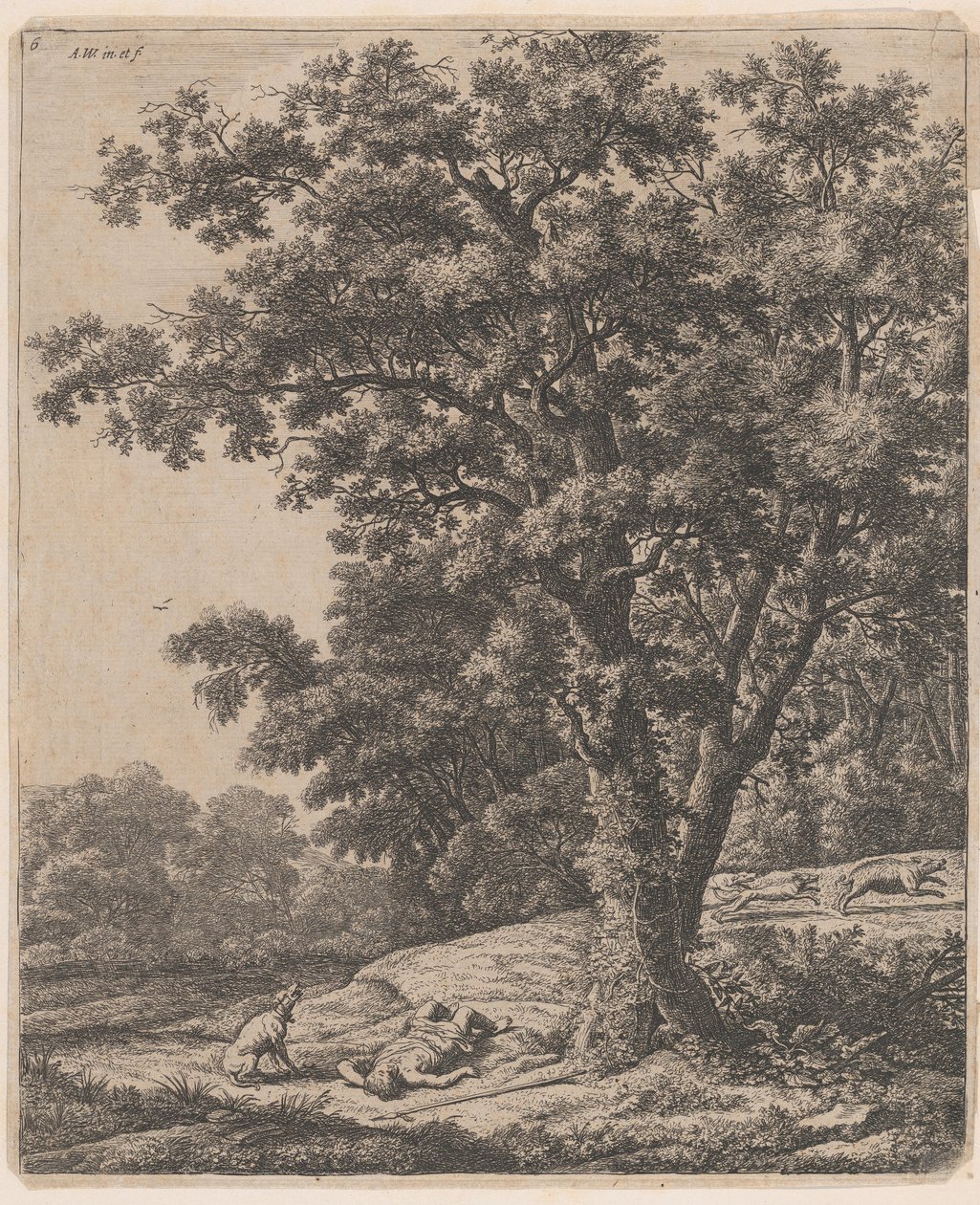 The Death of Adonis, 17th century by Anthonie Waterloo