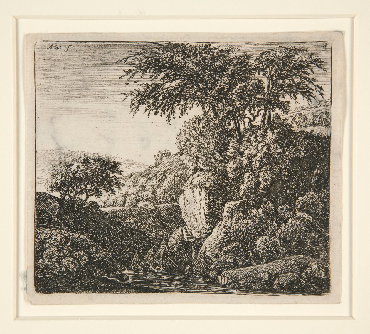 The Small Waterfall, from a set of 4 etchings, B. 3-6 by Anthonie Waterloo