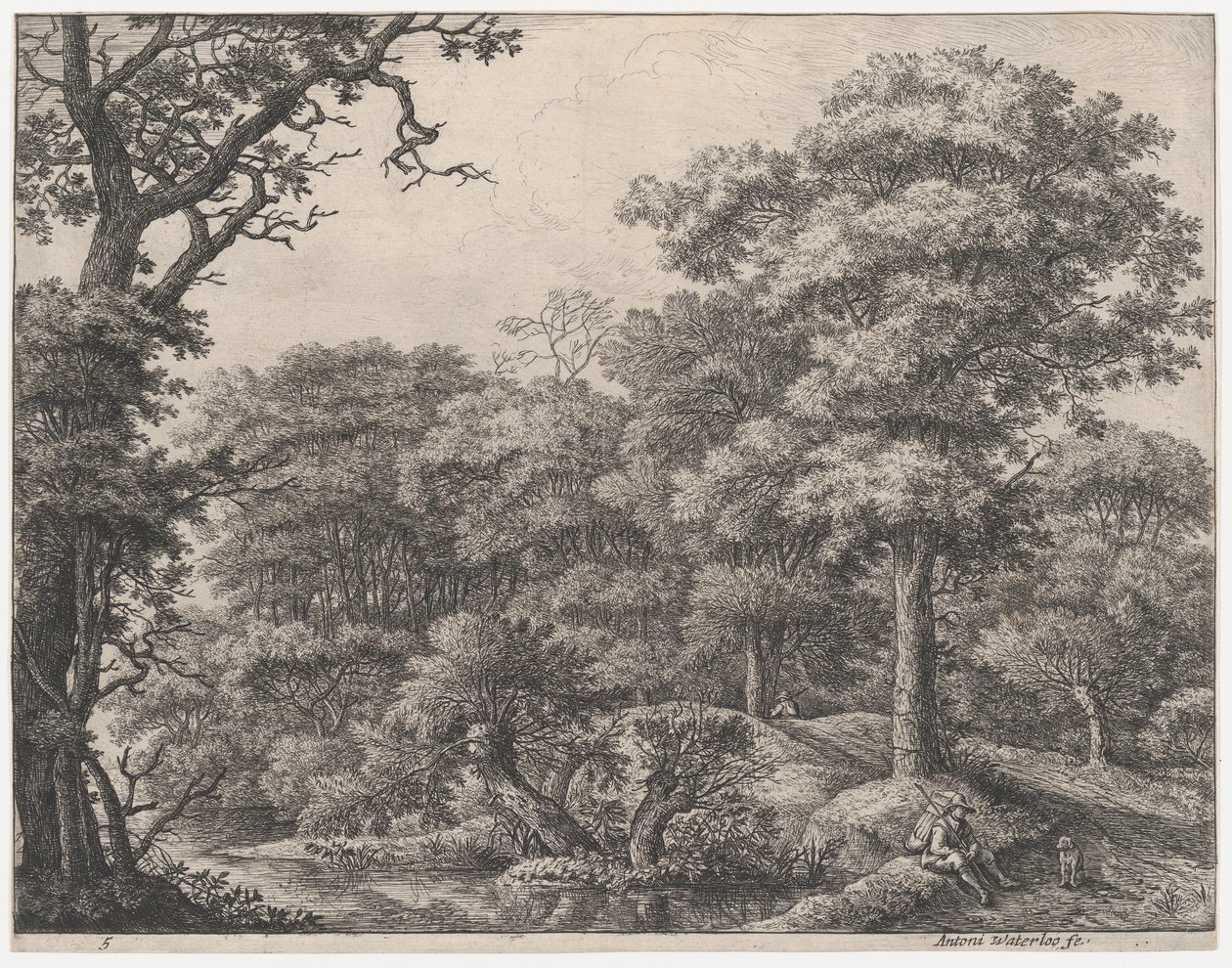 Travelers Resting in the Forest, 17th century by Anthonie Waterloo