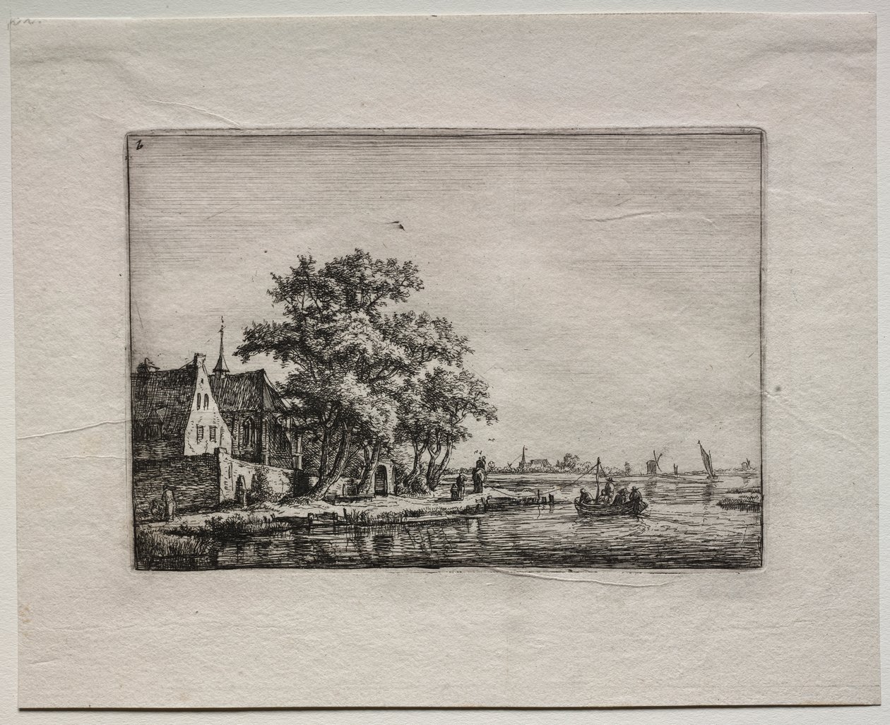 Twelve Landscapes: Plate B, The Cemetery by the Canal by Anthonie Waterloo