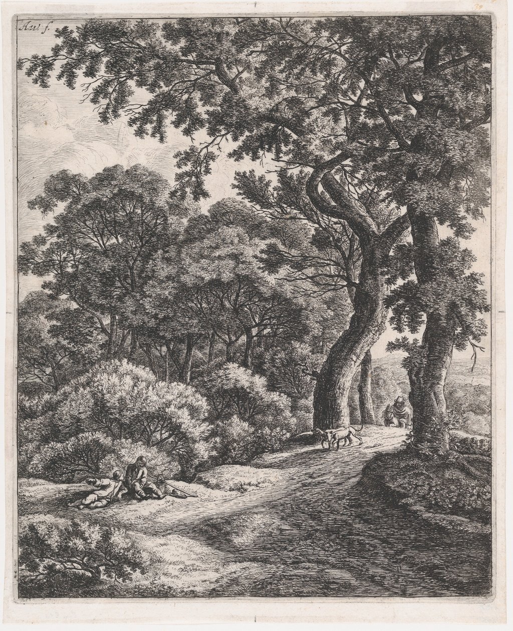 Two Travelers Resting in the Woods by Anthonie Waterloo