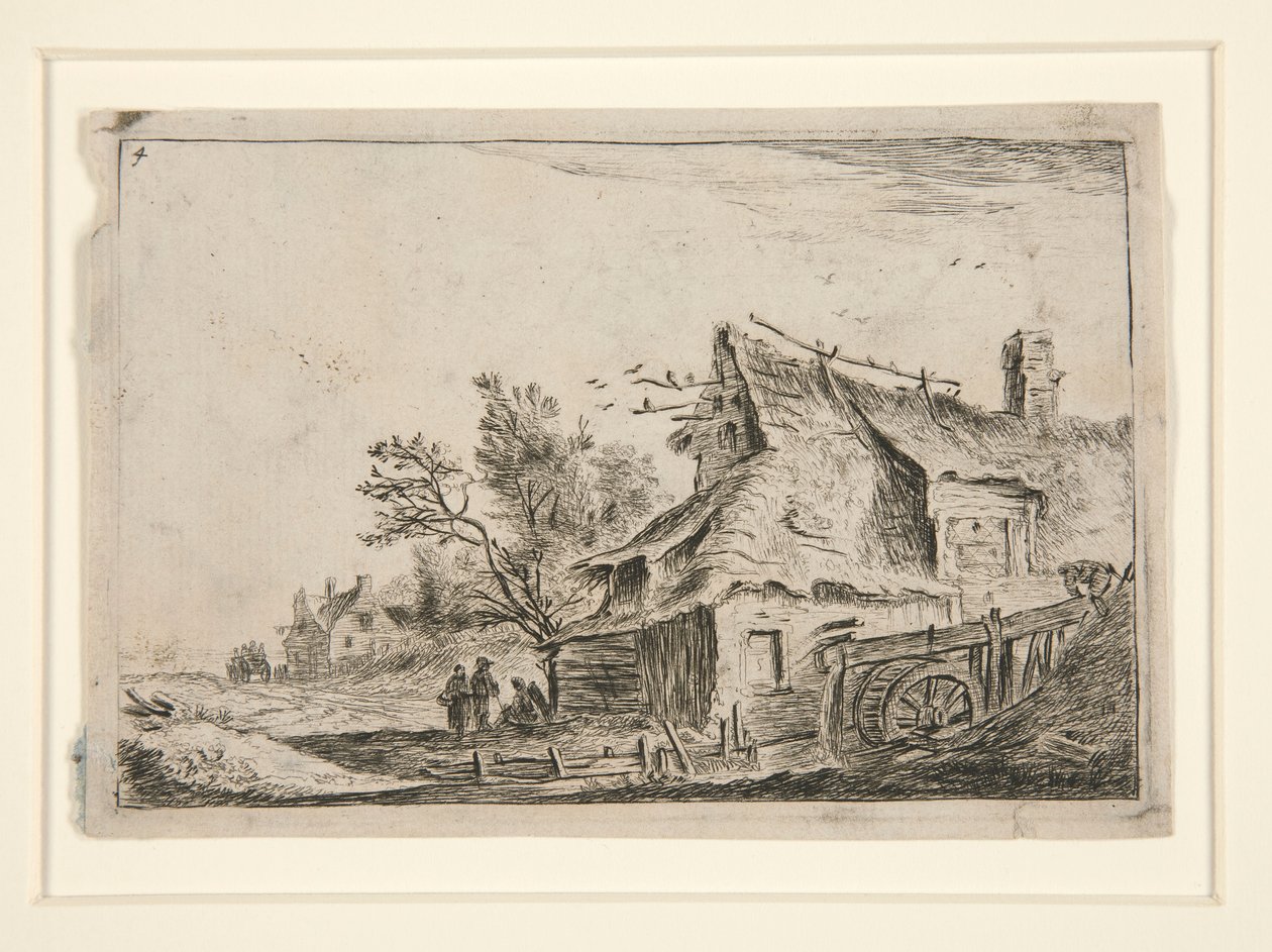 Village with a Watermill, from a set of 12 landscape etchings by Anthonie Waterloo