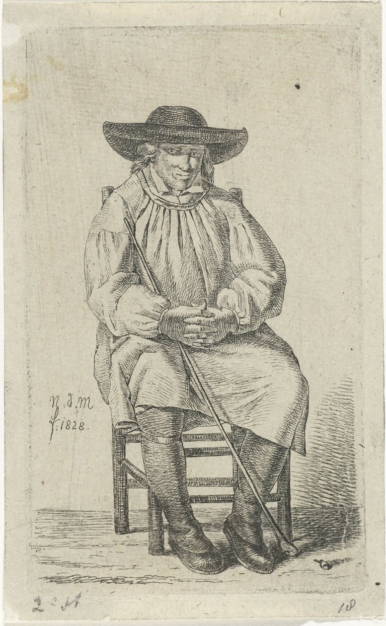 Seated Man with Stick (12 Studie-beeldjes) by Anthonie Willem Hendrik Nolthenius de Man