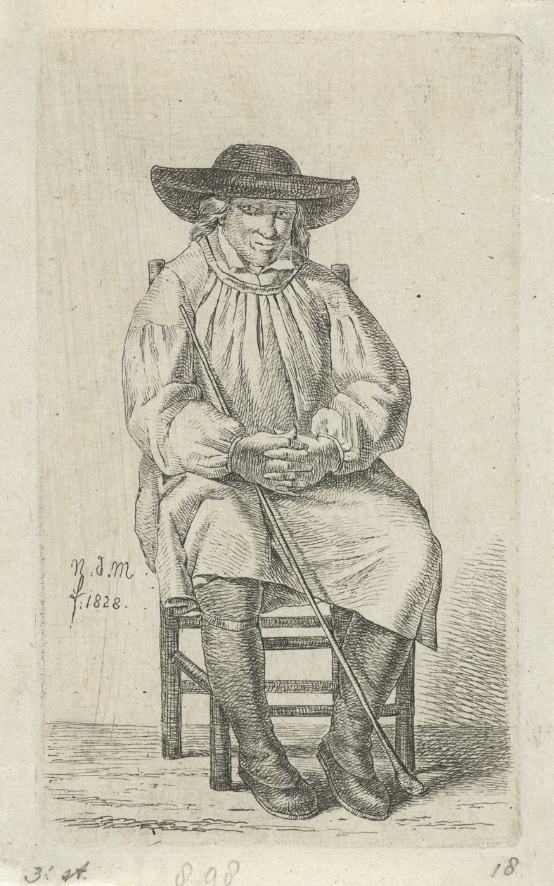 Seated Man with a Stick (12 Study Figures Series) by Anthonie Willem Hendrik Nolthenius de Man