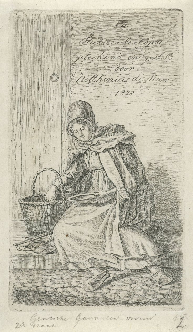Seated Woman with Basket and Plate (Ghent Shrimp Woman) (12 Study Figures) by Anthonie Willem Hendrik Nolthenius de Man