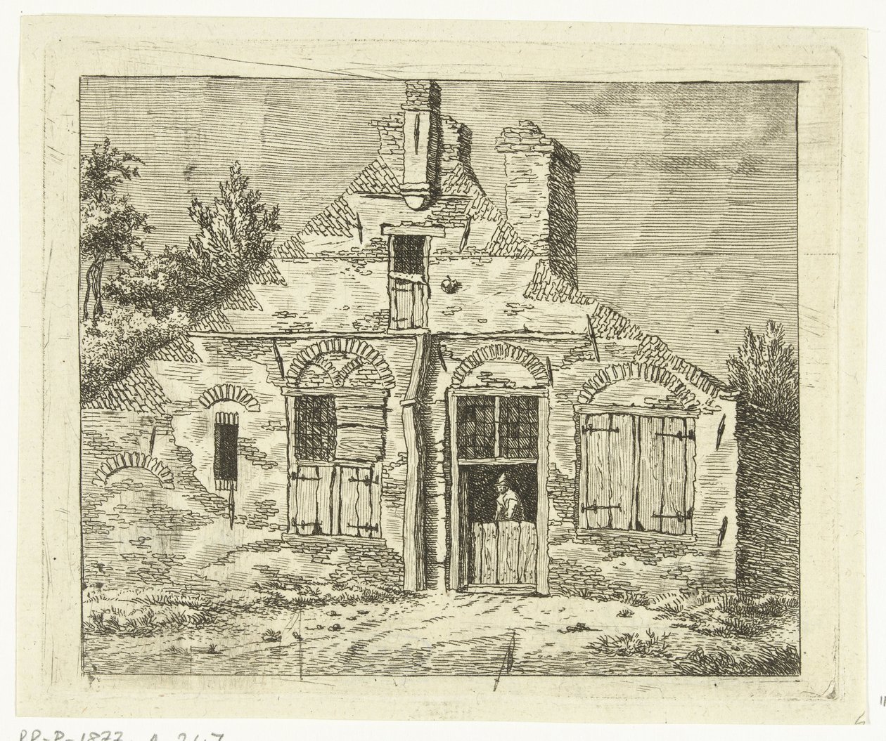 Man in Old House Looking Out Over the Door by Anthonie van den Bos