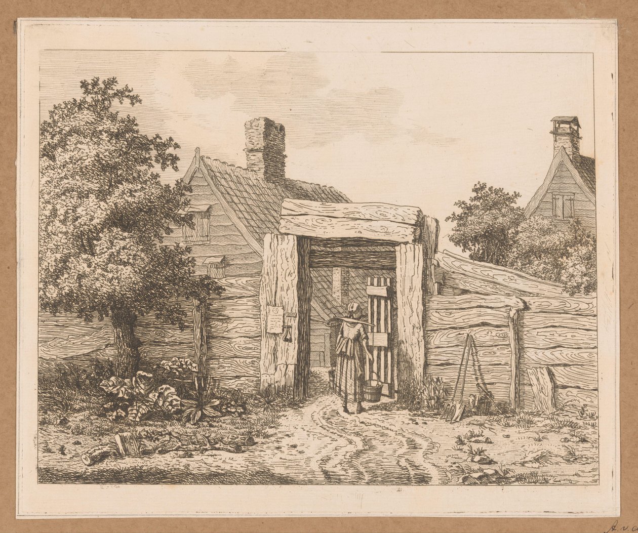 Milkmaid at the Gate of a Farm by Anthonie van den Bos
