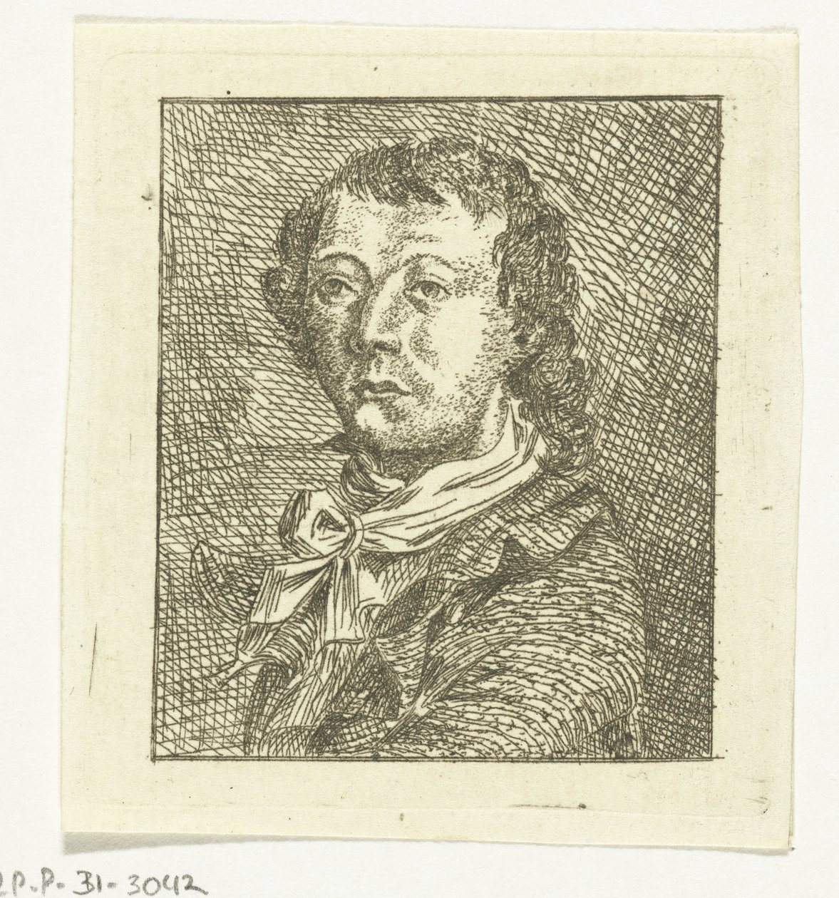 Portrait Bust of a Young Man with White Tie by Anthonie van den Bos