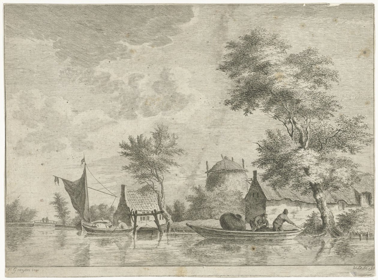 River Landscape with a Haystack by Anthonij van der Haer