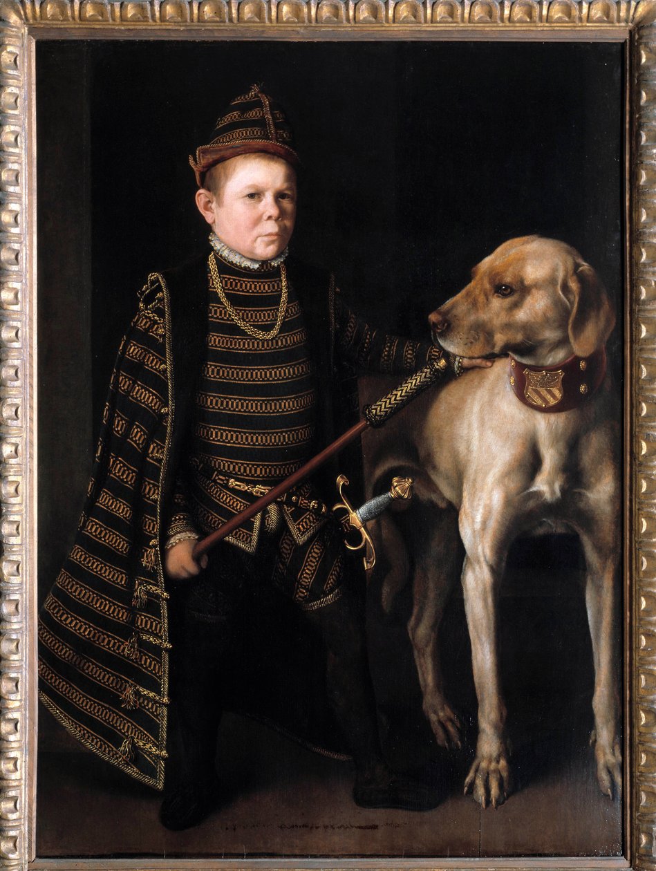 Portrait of the dwarf of Cardinal Granvelle, Minister of Charles V. Painting by Anthonis Moor Van Dashorst Anthonis dit Antonio Moro. 16th century. by Anthonis Mor van Dashorst