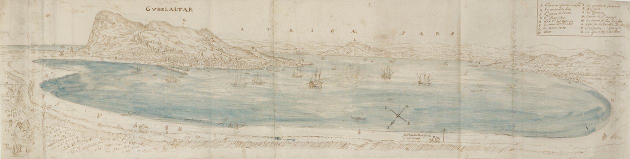 Panoramic View over the Bay of Gibraltar by Anthonis van den Wyngaerde