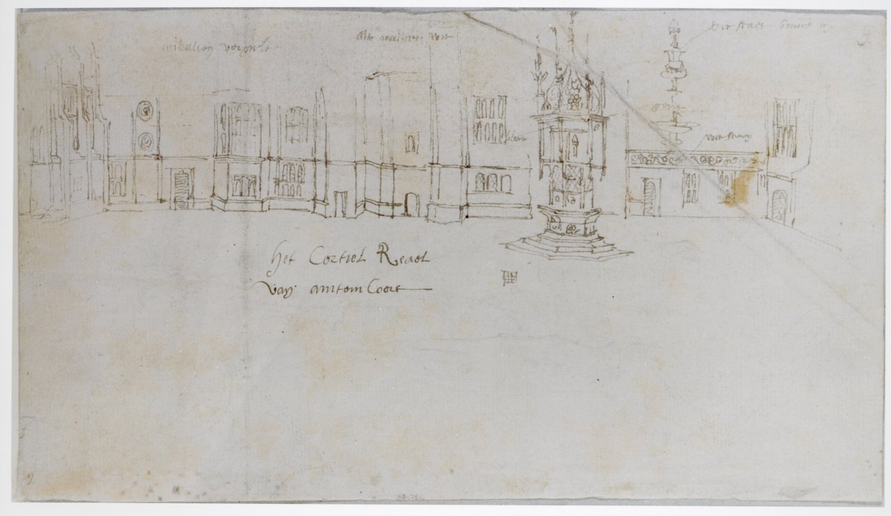 The Fountain Court, Hampton Court Palace, c.1544 by Anthonis van den Wyngaerde
