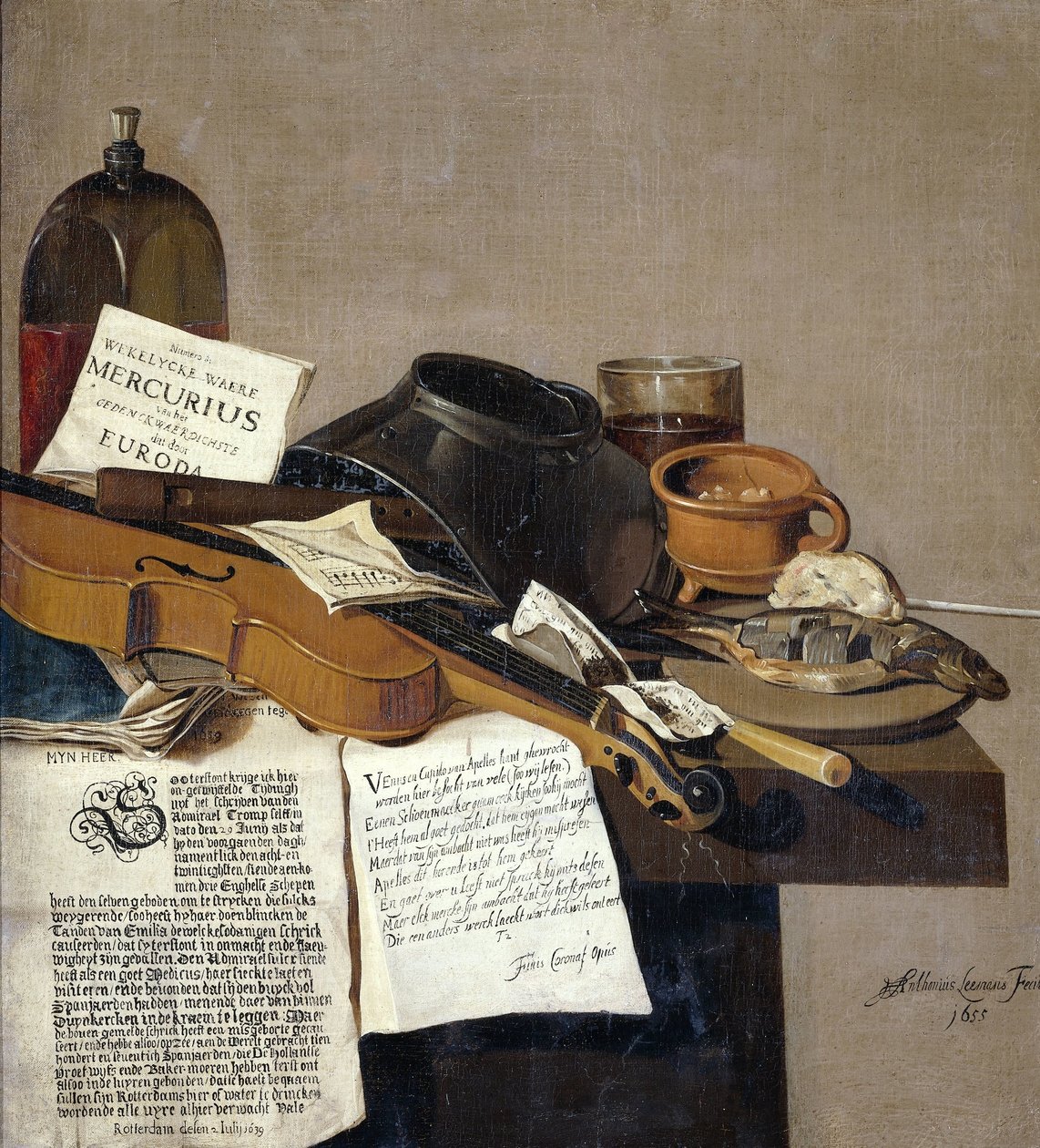 Still Life with a Copy of De Waere Mercurius, a Broadsheet with the News of Tromp
