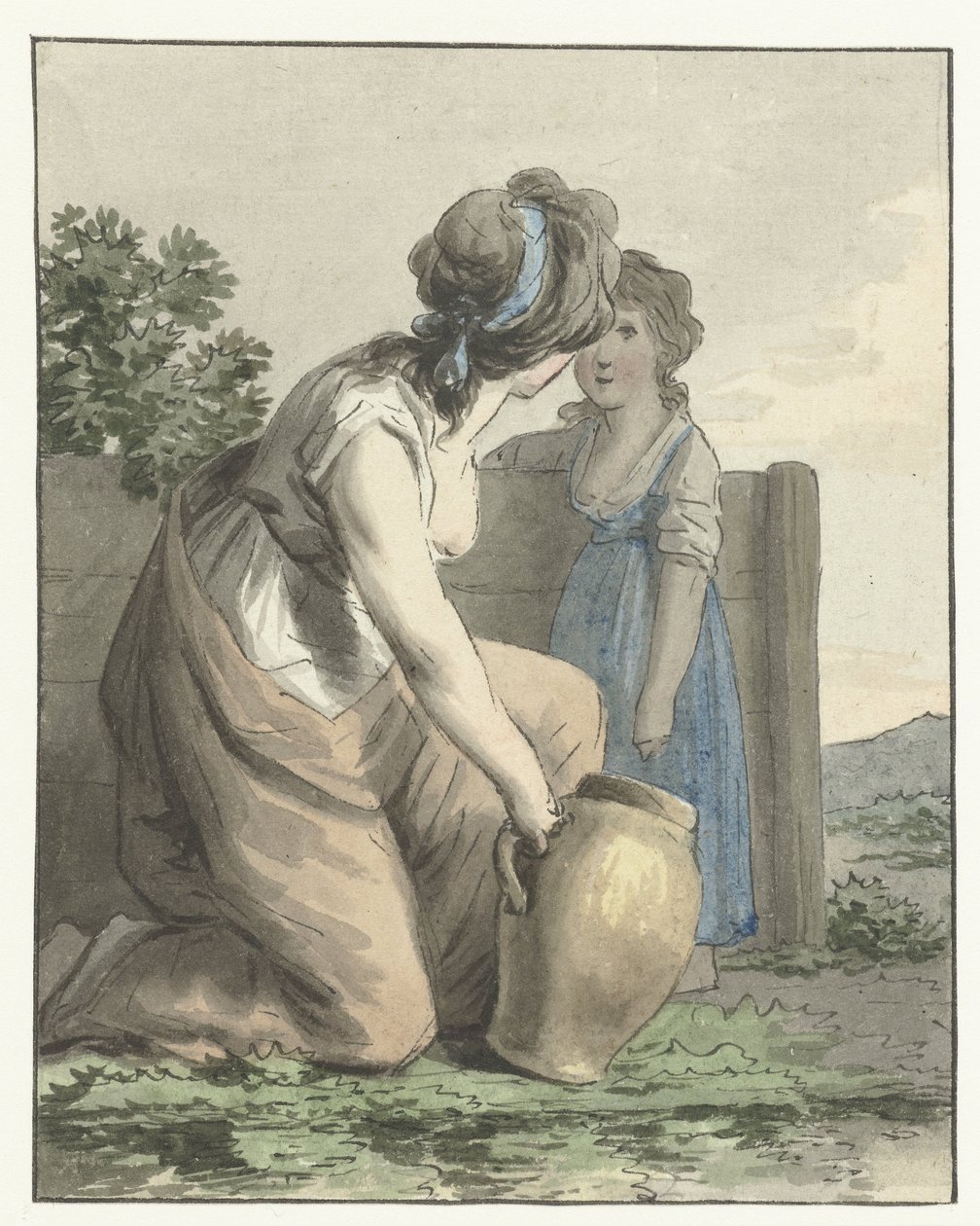 Crouching Woman Talking to a Standing Girl by Anthony Andriessen