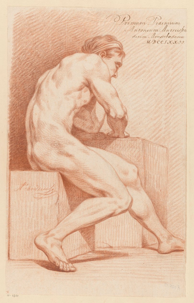 Seated Male Nude, Side View (1st Prize 1772) by Anthony Andriessen