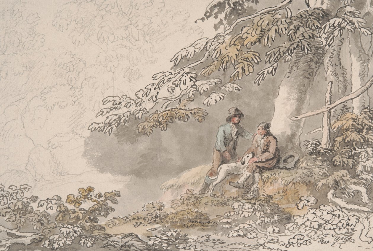 Two Boys and a Dog in a Wood by Anthony Devis