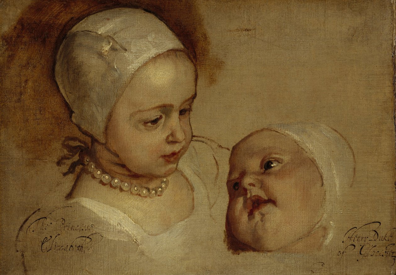 Princess Elizabeth, 1635 - 1650 and Princess Anne, 1637 - 1640. Daughters of Charles I by Anthony van Dyck