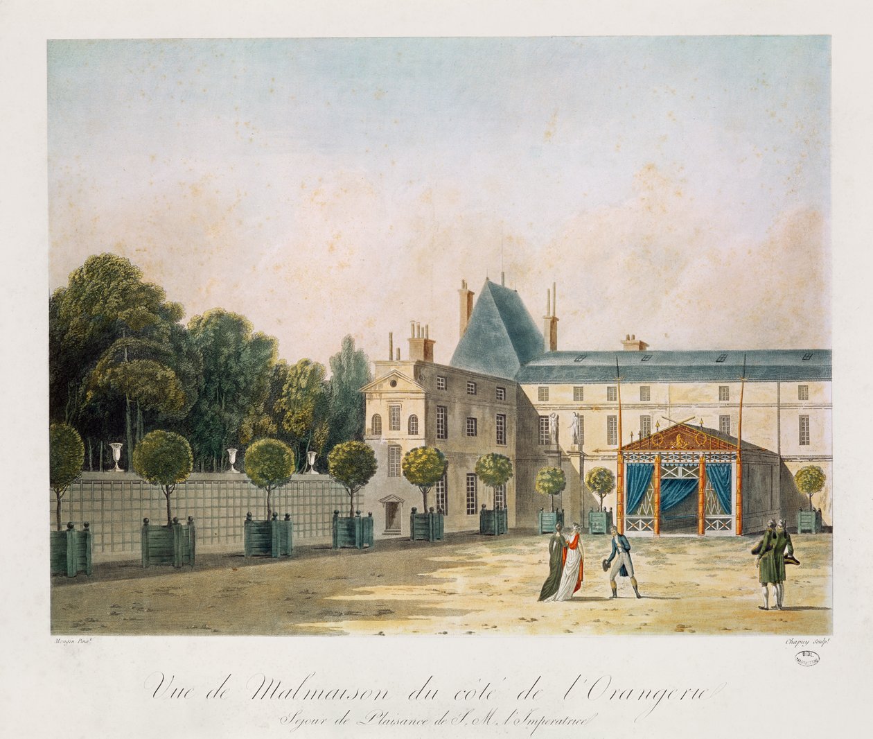 View of Malmaison from the Orangery, Engraved by Nicolas Chapuy by Antoine Pierre Mongin