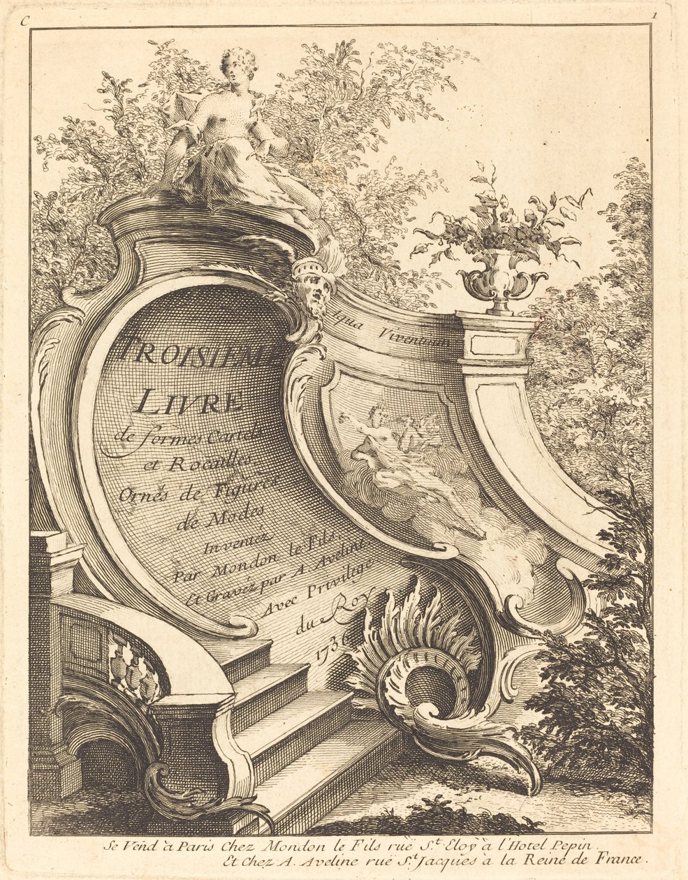 Third Book of Cartels and Rococo Forms Title Page by Antoine Aveline