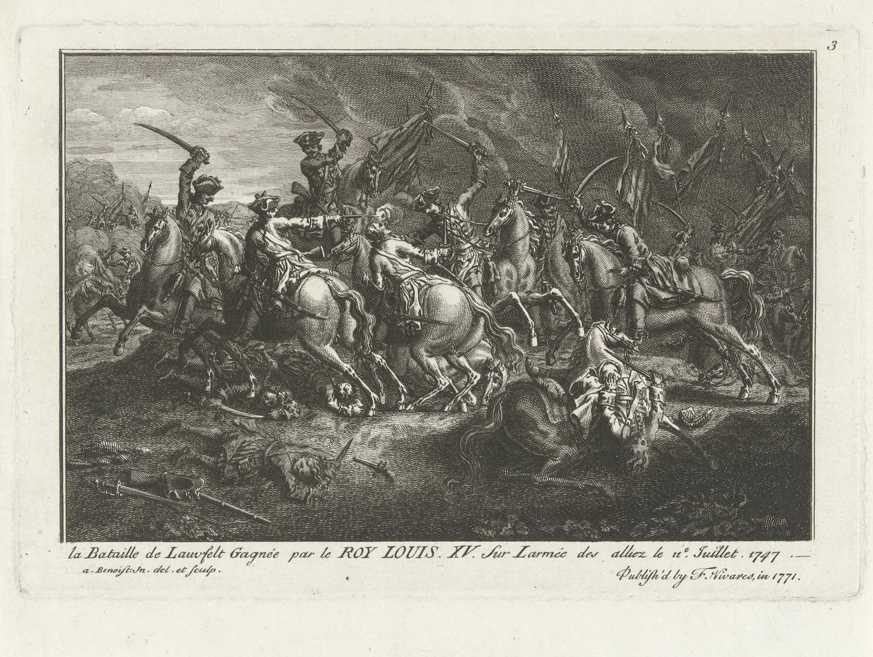 View of the Battle of Lauffeldt (Lafeld, near Maastricht) on 2 July 1747 during the War of Austrian Succession by Antoine Benoist