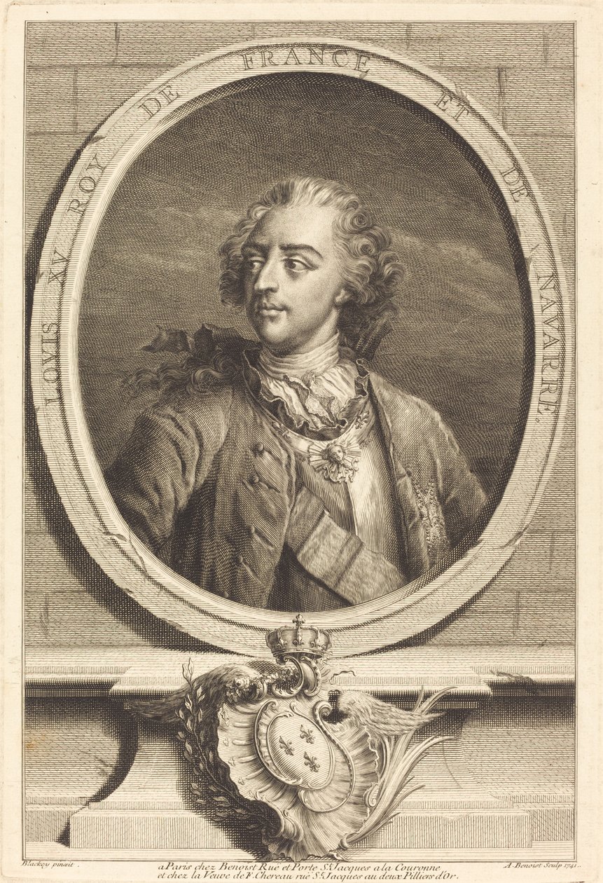 Louis XV, King of France by Antoine Benoist after Jakob Christoffel Le Blon after Nicholas Blakey