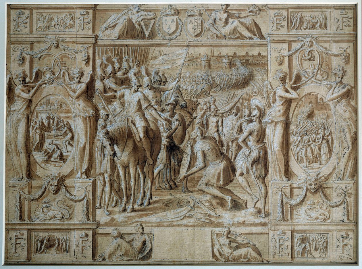 The Submission of Milan (Drawing by Antoine Caron) by Antoine Caron
