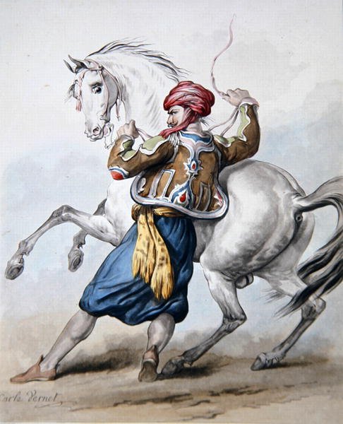 A Persian Tries to Overcome a French Horse by Antoine Charles Horace Vernet