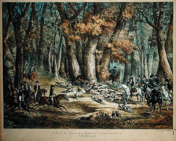 Hunting Deer in the Forest at Compiegne, 27th April 1818 by Antoine Charles Horace Vernet