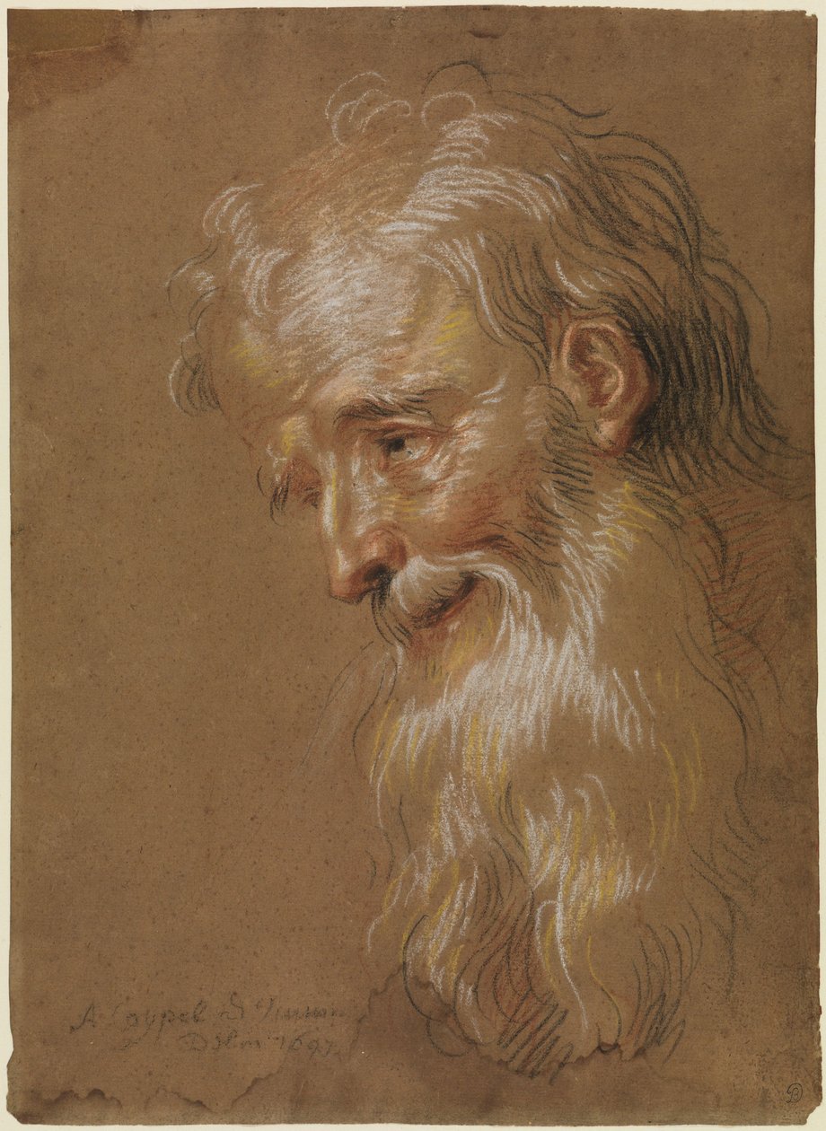 Head of a Bearded Old Man by Antoine Coypel
