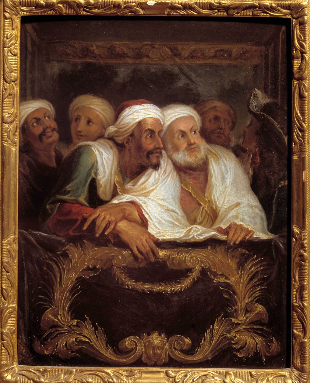 Moroccan ambassador Mohamed Temin attending a show in a lodge of the Italian comedy in Paris in February 1682 by Antoine Coypel
