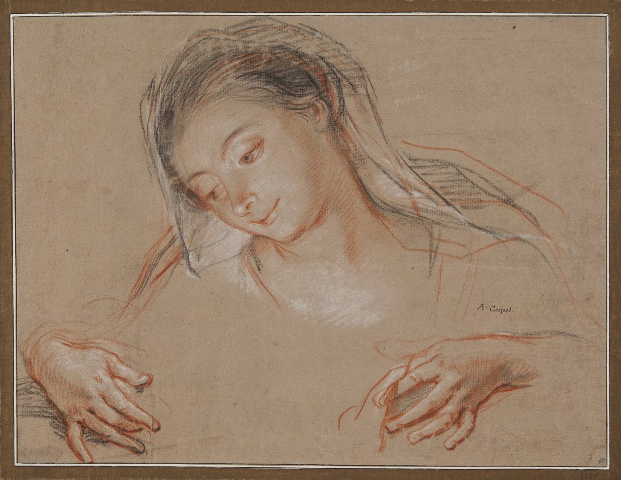 Study for Madonna. Head and Two Hands by Antoine Coypel