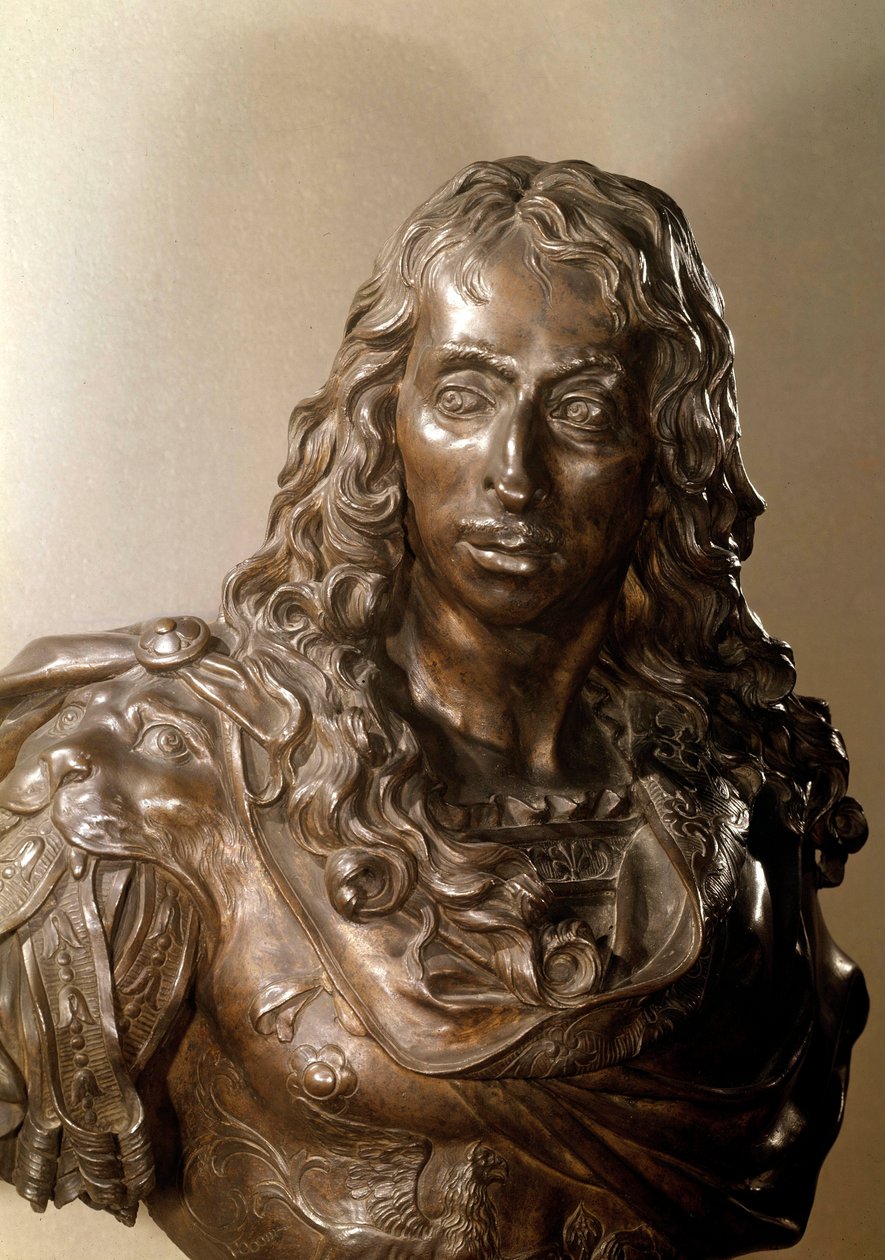 Bust in bronze of Louis II of Bourbon, Prince of Conde known as the Grand Conde by Antoine Coysevox