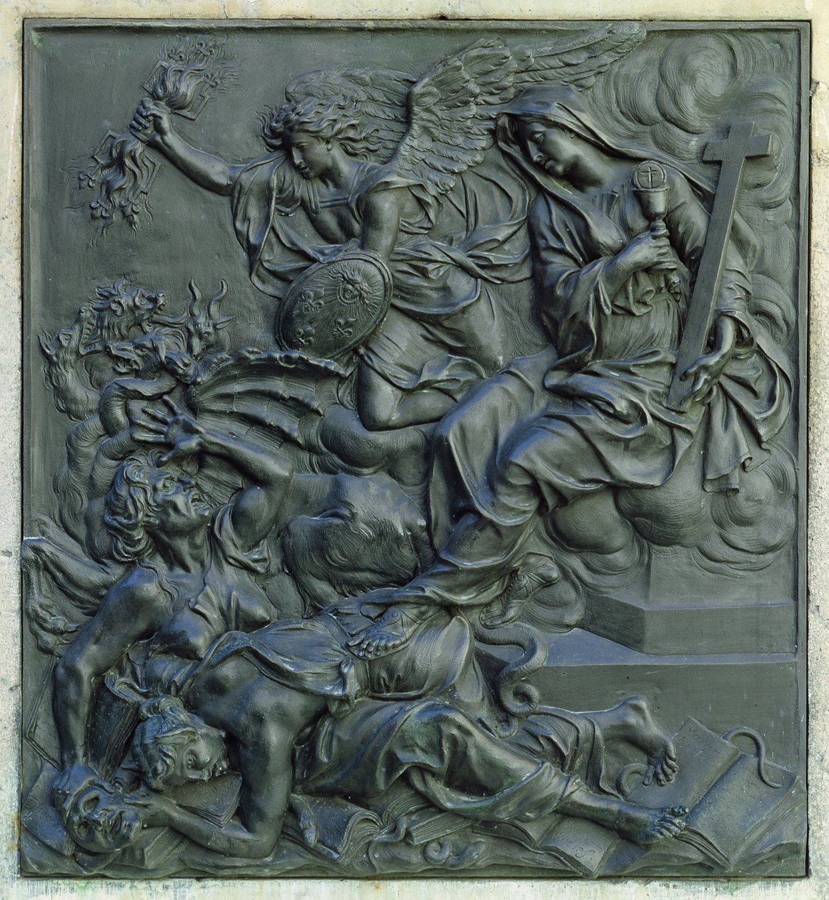 The Angel of France Expelling the Heretics (detail) by Antoine Coysevox