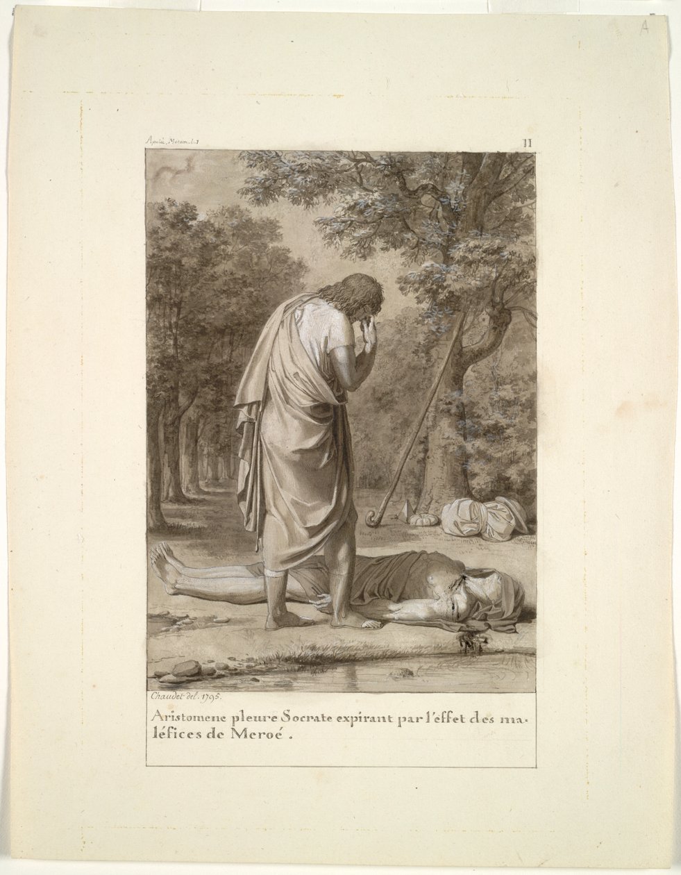 Aristomenes Mourning the Death of Socrates from the Bewitchment of Meroë (from Book 1 of Apuleius, "The Golden Ass") by Antoine Denis Chaudet