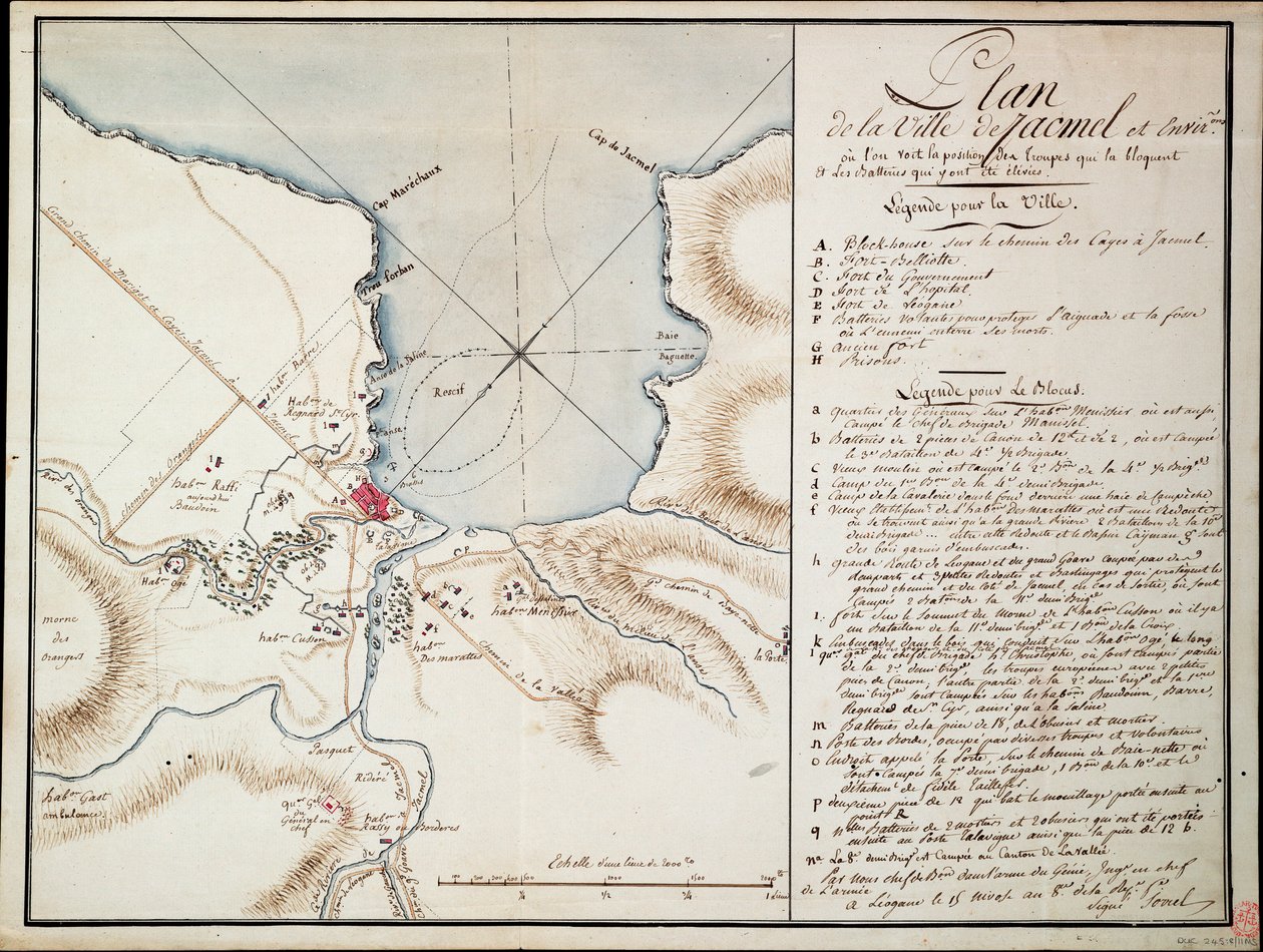 Vicinity of Jacmel, Used to Indicate Lines and Positions Occupied During the Blockade and the Batteries Established in Order to Build the Besieged Defences by Antoine François Sorrel des Rivieres