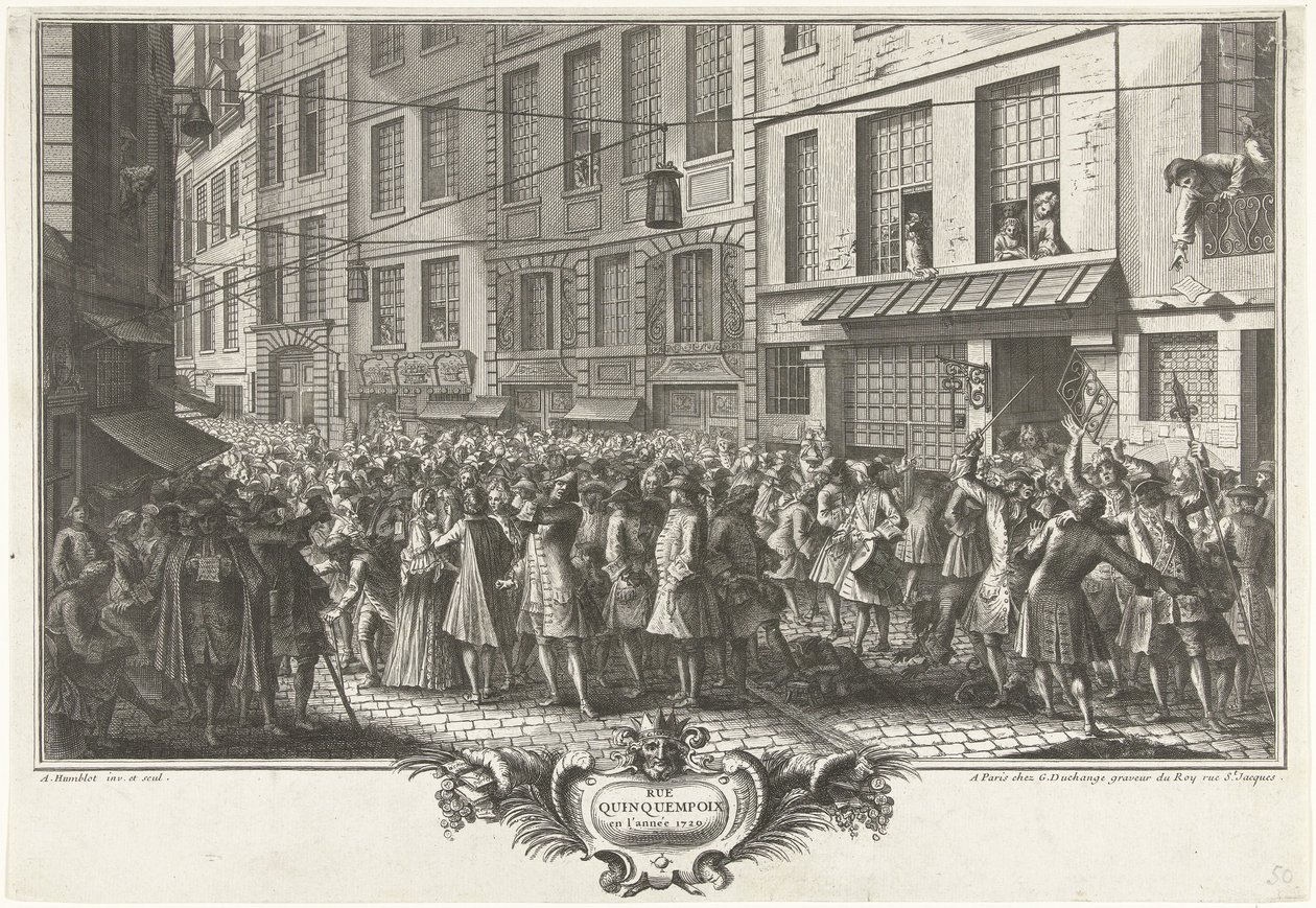 The Rue Quinquempoix, 1720 by Antoine Humblot