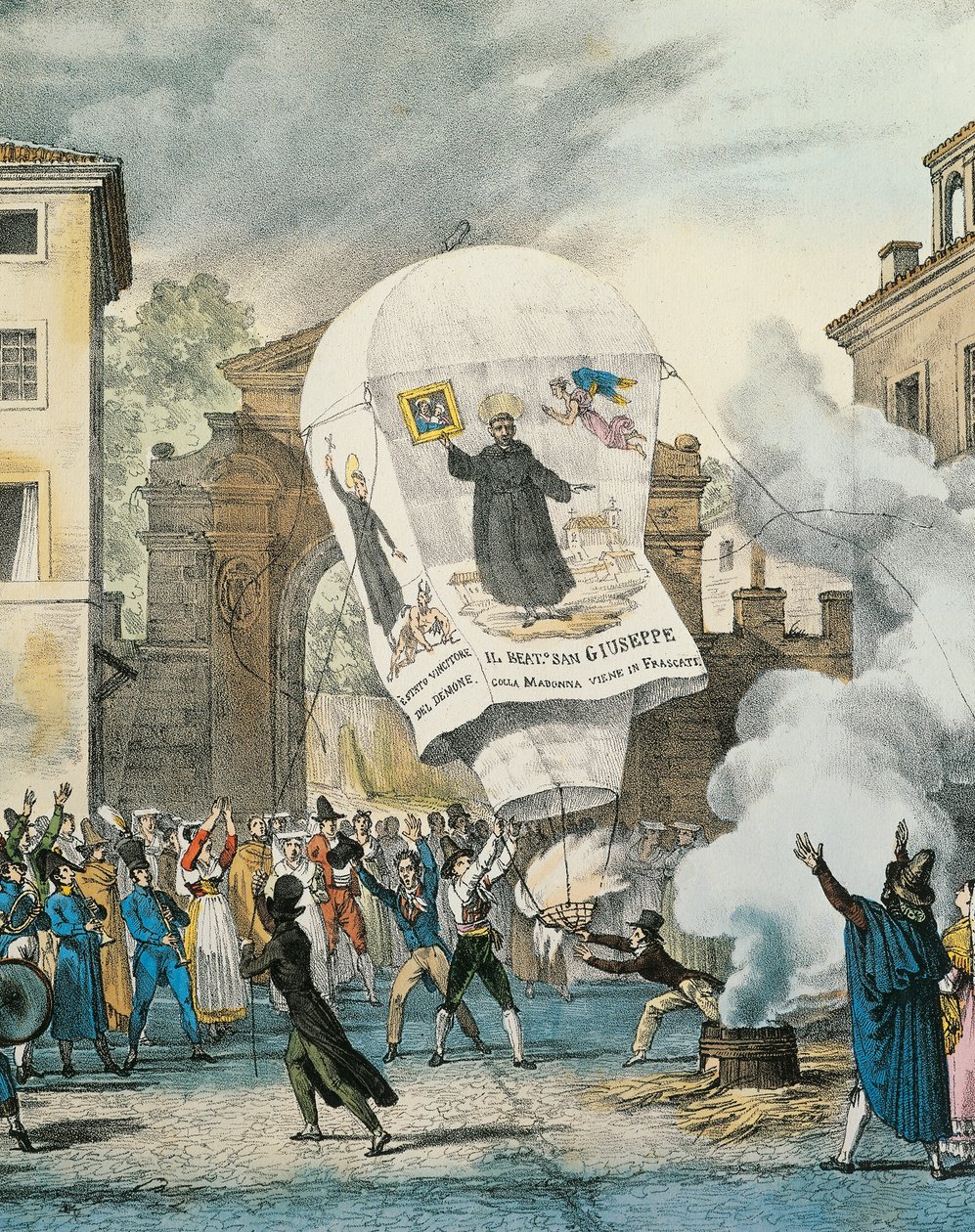 Hot air balloon for San Giuseppe Day in Rome (detail) by Antoine Jean Baptiste Thomas