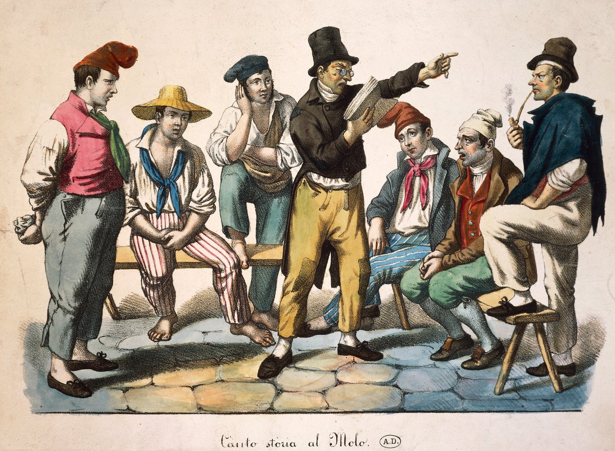 Storyteller on the dock by Antoine Jean Baptiste Thomas