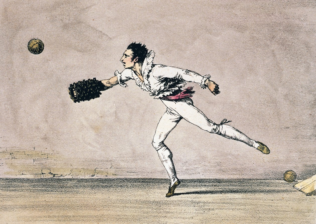 The ball game, colour lithograph from One year in Rome and its surroundings by Antoine Jean Baptiste Thomas