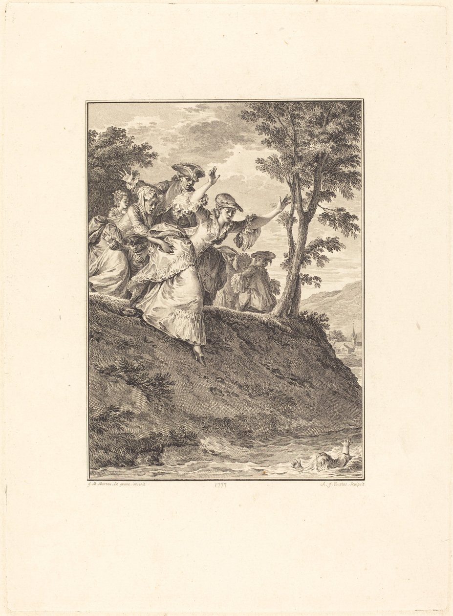She Rushes After Him by Antoine Jean Duclos after Jean Michel Moreau