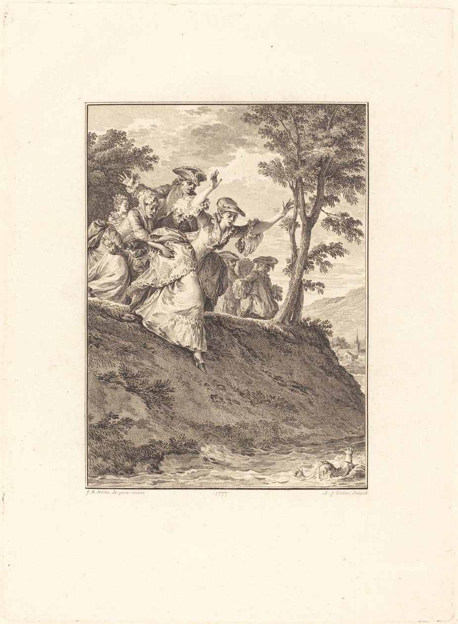 She Rushes After Him by Antoine Jean Duclos after Jean Michel Moreau