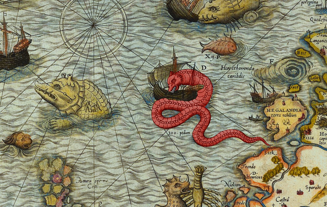 Detail of A Map of the Sea (Carta Marina) by Olaus Magnus by Antoine Lafrery