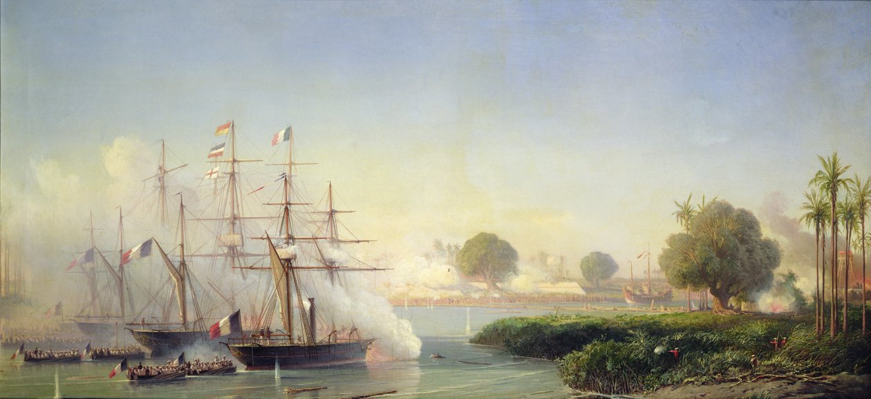 Storming the Citadel of Saigon by Vice Admiral Rigault de Genouilly, February 17 by Antoine Leon Morel Fatio