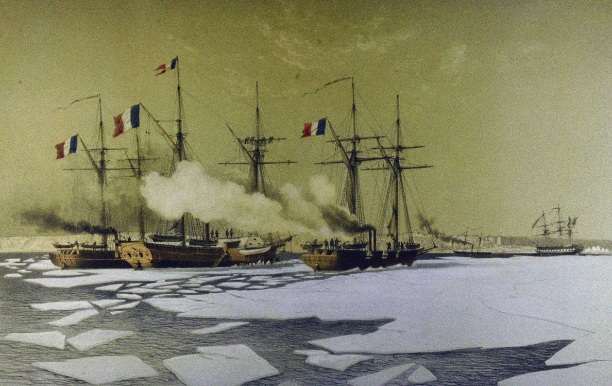 Icebreaking in the Dnieper Liman for the passage of Floating batteries, 1855-1856 by Antoine Leon Morel Fatio