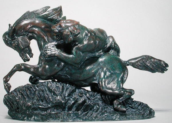 Horse Surprised by a Tiger by Antoine Louis Barye