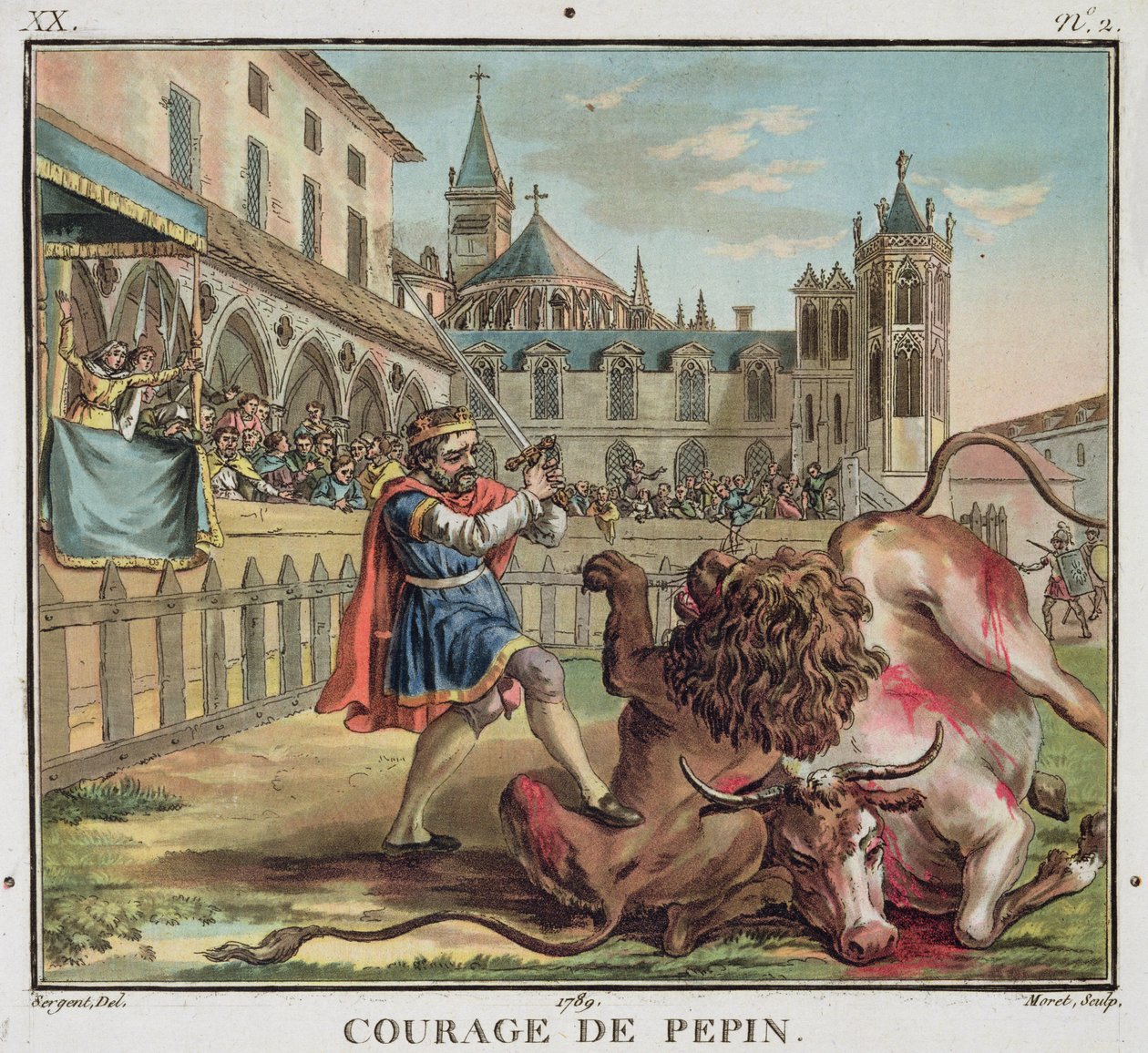 The Courage of Pepin, engraved by Jean Baptiste Morret by Antoine Louis Francois (after) Sergent Marceau