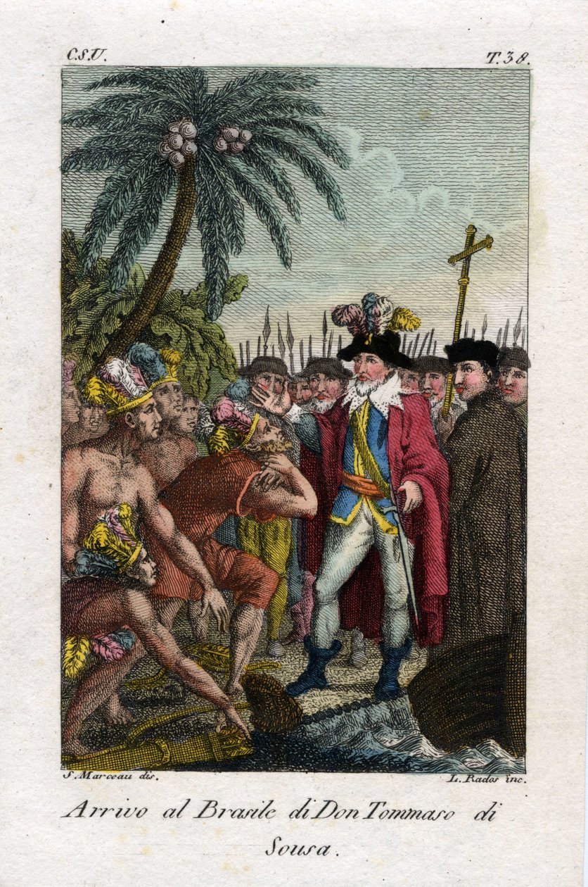 History of Brazil: Arrival in Brazil of Don Tome de Sousa, Founder of the City of Bahia by Antoine Louis Francois Sergent-Marceau